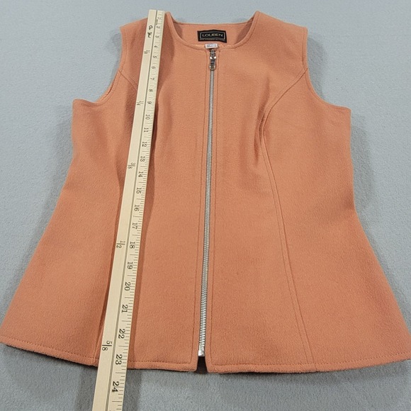 Vintage Louben Vest Zip Front Tailored Peach Wool Blend Sleeveless Women's 4 - Picture 7 of 7